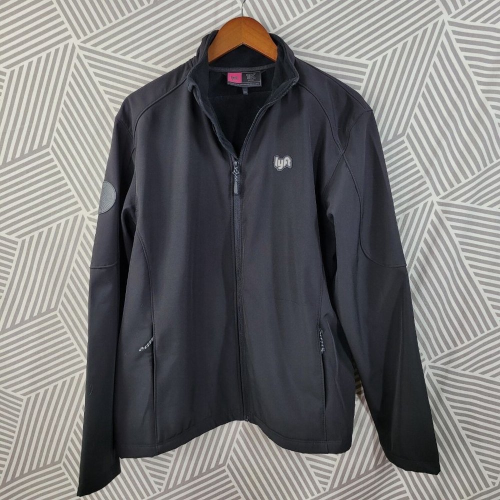 Lyft Black Full Zip up Jacket 1K size 2XL Soft Shell Rides Coat Black